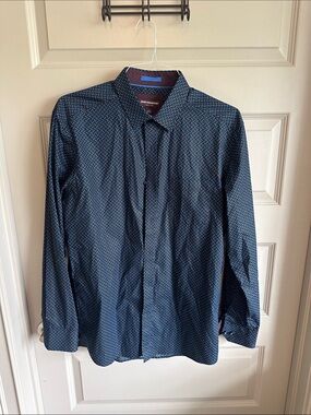 Johnston & Murphy Men's Slim Fit Navy Geo Dot Button-Up Shirt